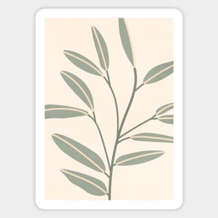 Mid Century, Modern Artwork, Plant Leaves, Beige 1 Sticker